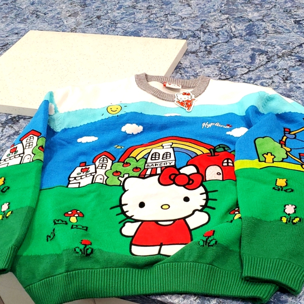 Hello Kitty Hypland Embroided Ugly Sweater XL, fits like L